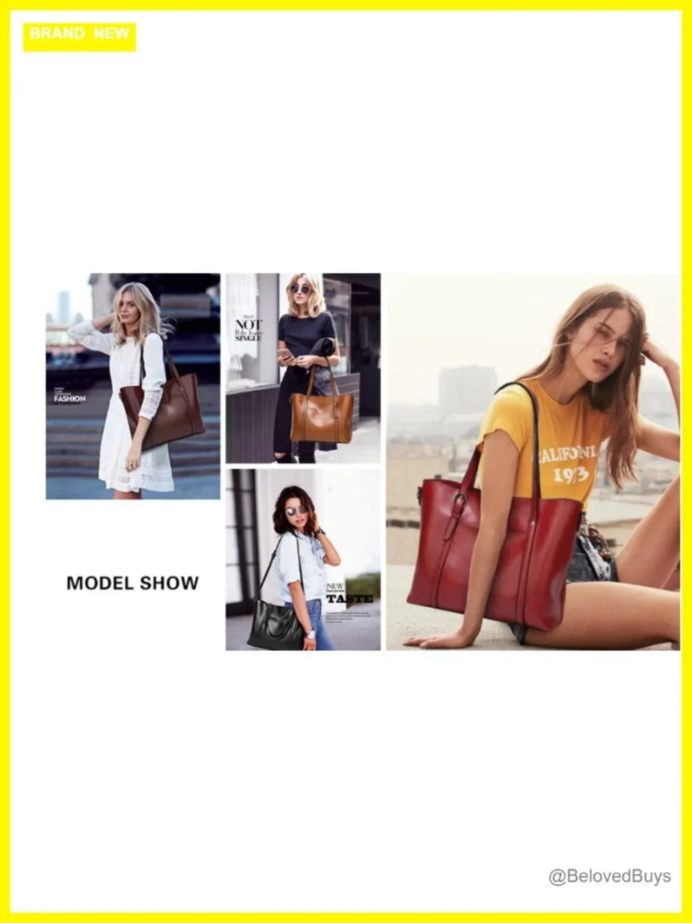 Faux Leather Tote Bag Women Large Zipper Shoulder Purse Work Satchel